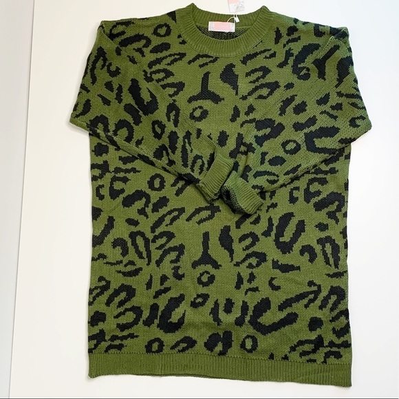 OLIVE LEOPARD PRINT SWEATER *BEST SELLER!! - Picture 4 of 6